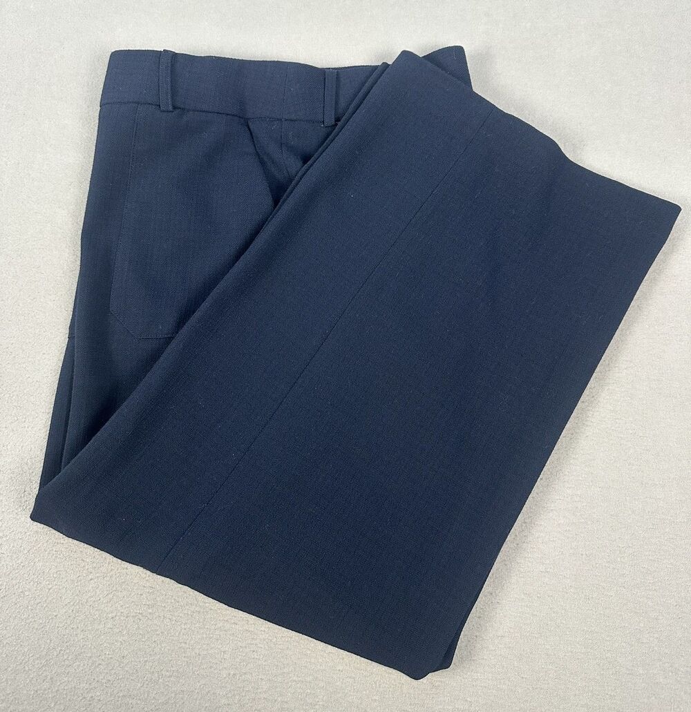 Amanda & Chelsea Navy Wide Leg Crop Pants Sz 8 Career Workwear Office Siren